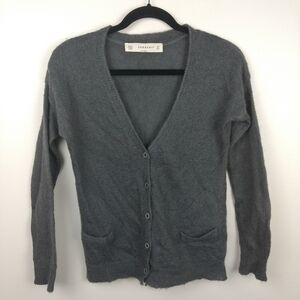 ZARAKNIT Gray Mohair Button Cardigan